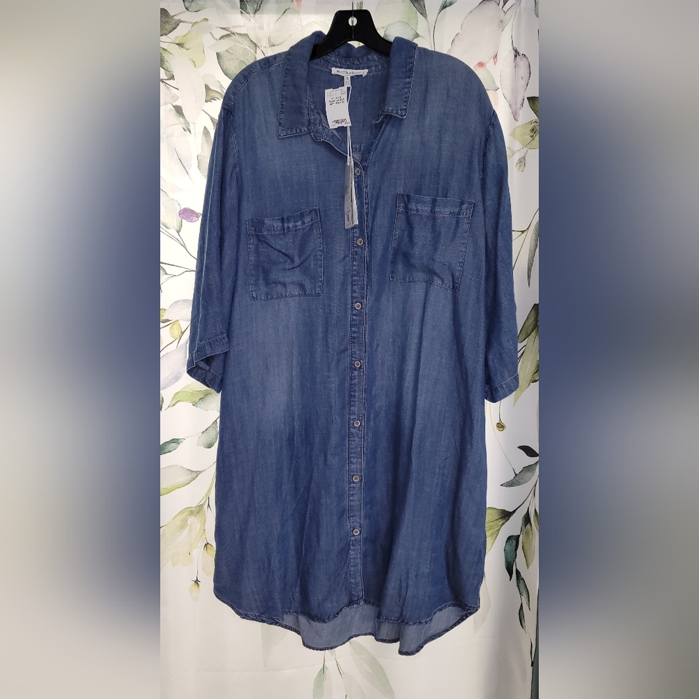 Workshop Republic Clothing Washed Denim Shirt Dress - Blue